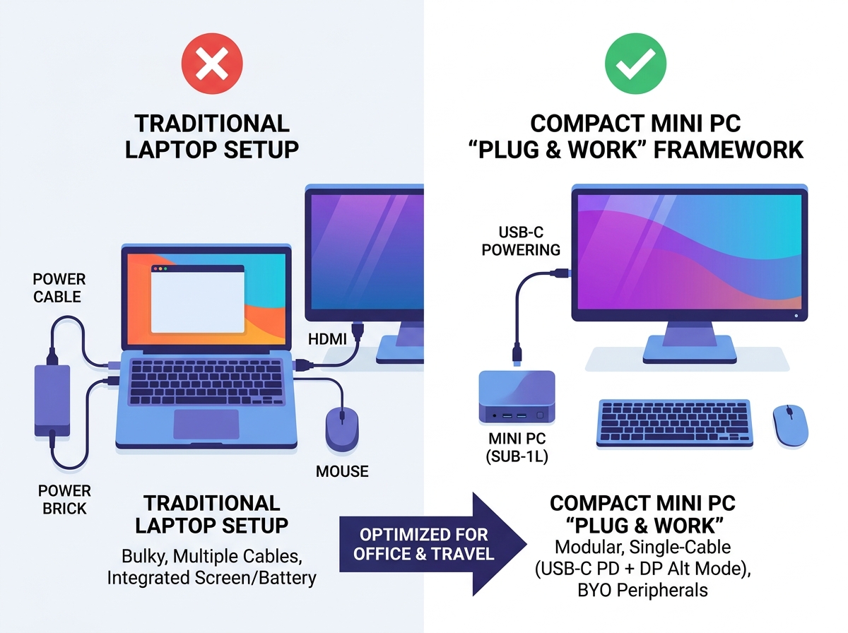 Analisi della portabilit&agrave; del mini PC compatto